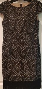 Black sequined knee length dress
